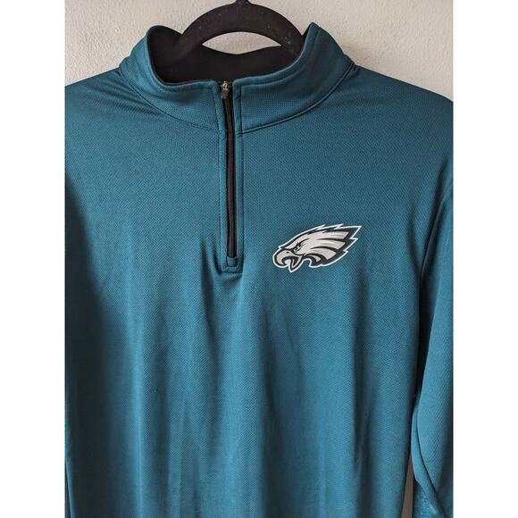 NFL Team Apparel Mens Size Small Eagles Shirt Dark Green Quarter Zip Long Sleeve - Picture 8 of 11